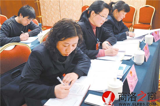 柞水團代表正在認真撰寫建議。 （記者 李敏 費翔 攝）